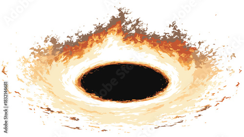 Mysterious Black Hole and Fiery Circle - Abstract Conceptual Image