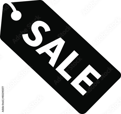 Black rectangular sale tag vector icon for marketing products and commerce retail offers and discount merchandise promotions sign