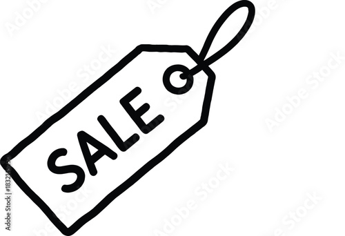 Sale tag design with white line isolated drawing price announcement and marketing label template for shopping and promotion vector