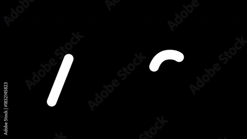 A-J upper and lower case letters handwritten motion graphic with alpha channel. White alphabet writing animated on transparent background.