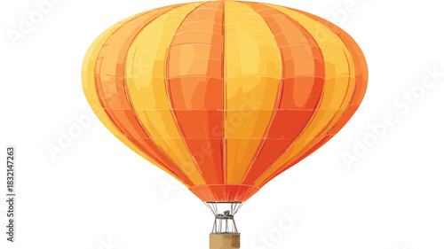 Vibrant Hot Air Balloon Drawing with Orange and Yellow Stripes