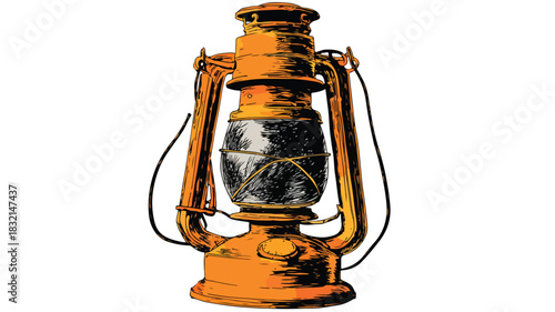 Elegant Lantern with Black and Orange Design Vector Illustration