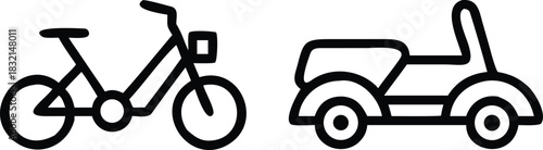 Outline icon of a classic bicycle and a stylish scooter, representing urban transportation options