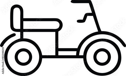 Outline icon of a motorized mobility scooter for elderly or disabled personal transport assistance.