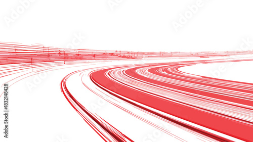 Detailed Drawing of Red Track with Track in Middle Vector Illustration