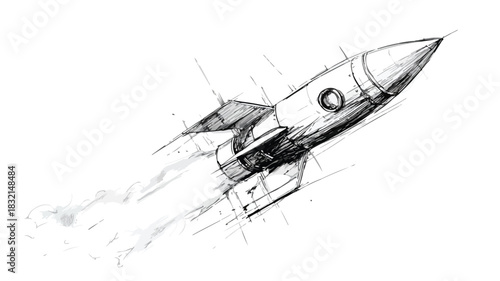 Rocket Drawing with Clear Outline for Creative Projects and Presentations