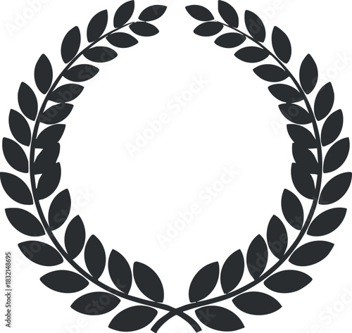 A laurel wreath composed of stylized leaves in black vector style, ideal for awards and recognition designs