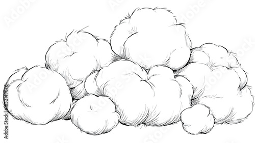 Elegant Vector Drawing of Puffs on White Background for Design Projects