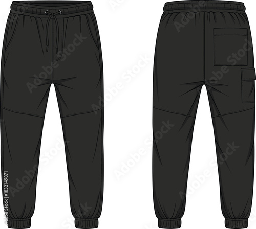 Oversized Quarter-Zip Pullover Jacket Fashion Flat Sketch Vector: Technical Streetwear High-Neck Sweatshirt Apparel Design Template