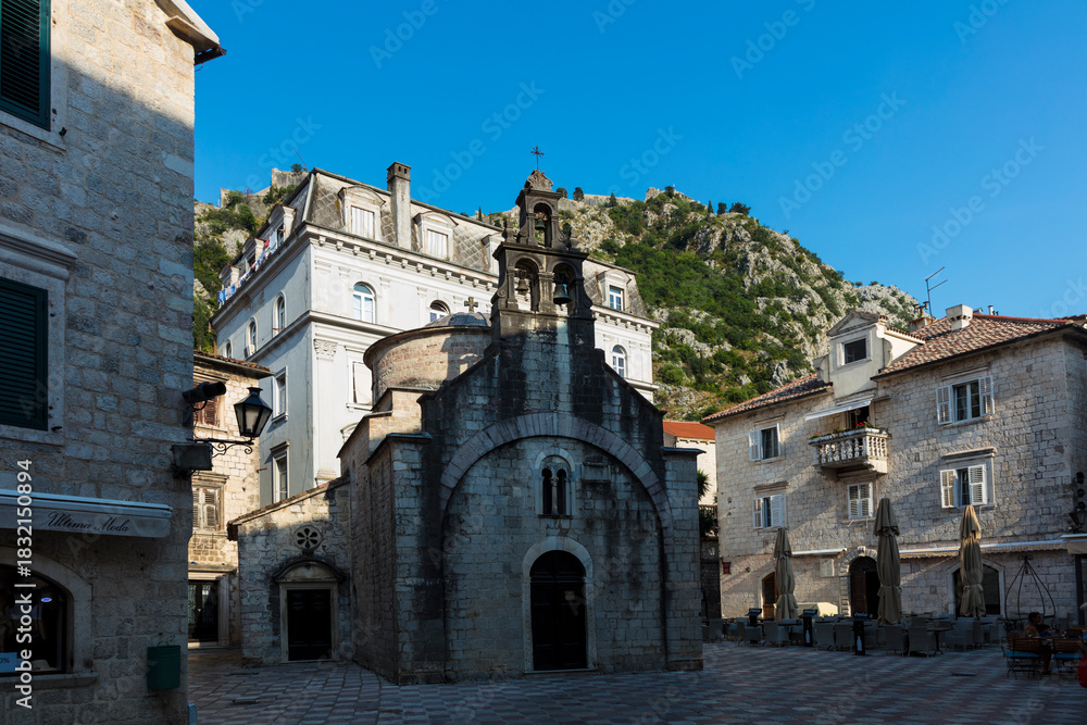 Fototapeta premium Montenegro Kotor city view on a cloudy summer day