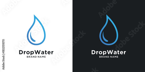 Minimalist water drop line logo design template