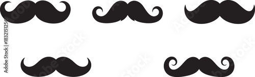 Black moustache icons and white vector style,
