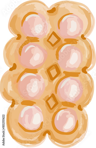 Watercolor Sketchy Eggs in Cardboard Carton Box Breakfast