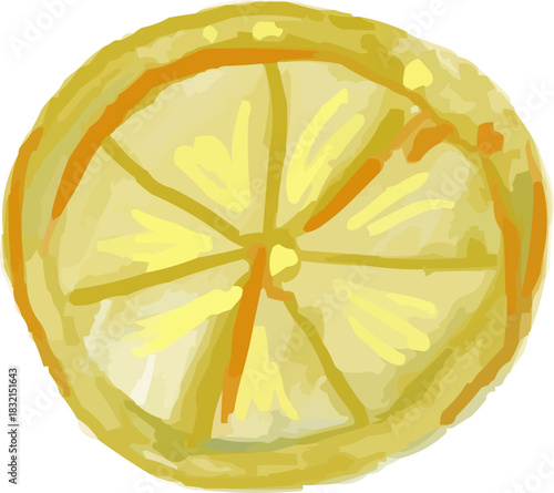 Watercolor Sketchy Isolated Citrus Lemon Slice Element