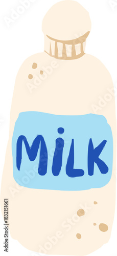 Hand-Drawn Watercolor Glass of Milk with Text Typography