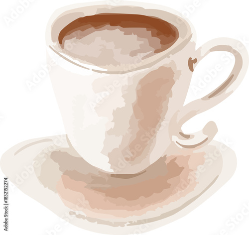 Watercolor Sketchy Simple Coffee Cup and Saucer