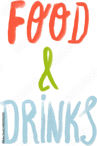 Watercolor Sketchy Food and Drinks Lettering Typography