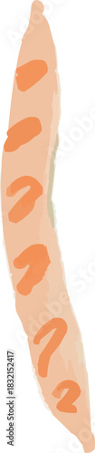 Hand-Drawn Watercolor Sketchy Long French Baguette Bread