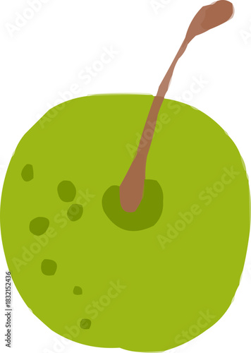 Hand-Drawn Watercolor Isolated Fresh Green Apple