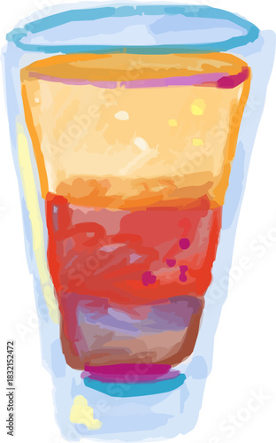 Watercolor Sketchy Layered B-52 Shooter Cocktail Drink