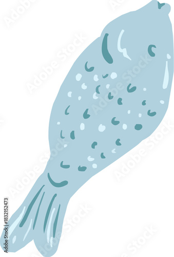 Watercolor Sketchy Isolated Whole Fish Seafood Element