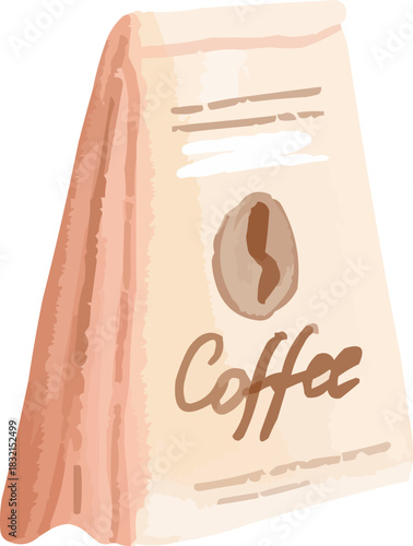 Watercolor Sketchy Coffee Pack Ground Bean Typography