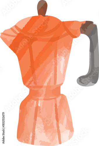 Watercolor Sketchy Red Italian Moka Pot Coffee Maker