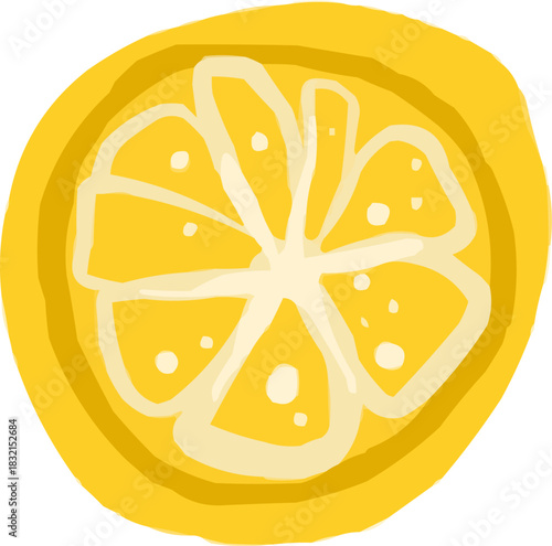 Watercolor Sketchy Isolated Citrus Lemon Wedge Element