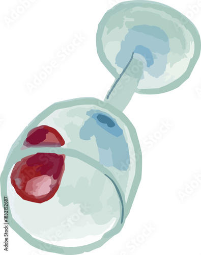 Watercolor Sketchy Lying Wine Glass with Remaining Red Wine