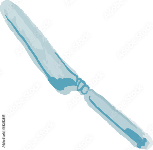 Watercolor Sketchy Isolated Metal Dinner Knife Utensil