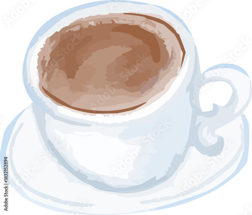 Hand-Drawn Watercolor Simple Isolated White Coffee Cup