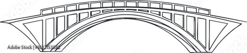 An outline illustration of a modern bridge in a minimalist vector style, suitable for urban design projects and architectural presentations