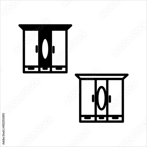 wardrobe icon set black and white