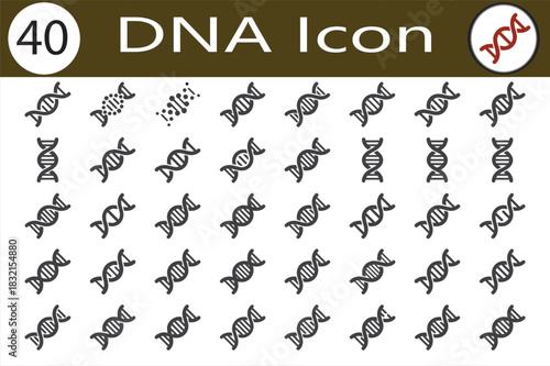 Collection icon of Double helix genetic code molecule structure silhouette isolated on white background