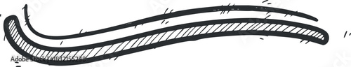 A hand-drawn wavy line in black and white minimalist vector style, ideal for creative design projects and backgrounds