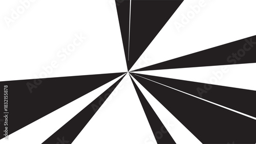 Dynamic abstract pattern of black and white radial lines creating a sense of motion and energy.