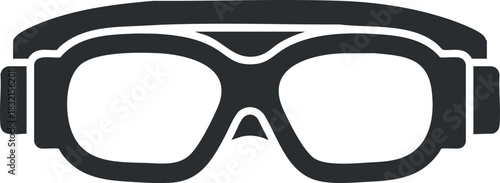 A pair of stylish eyeglasses in black and white minimalist vector style, perfect for optical branding and design projects