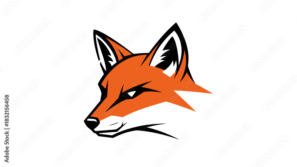 Obraz premium Stylized red fox head mascot logo vector graphic illustration.