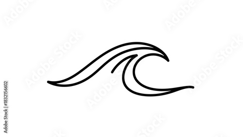 Simple wave illustration depicting ocean water movement in a minimalist style.