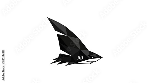 Geometric Black Shark Fin Logo Design.