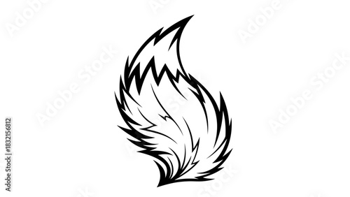 Stylized black and white illustration of a fox tail with detailed fur.