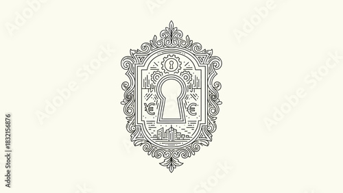 Intricate Keyhole Design with Ornate Frame and Decorative Elements.