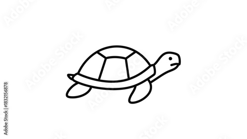 Simple Line Drawing of a Cute Turtle.