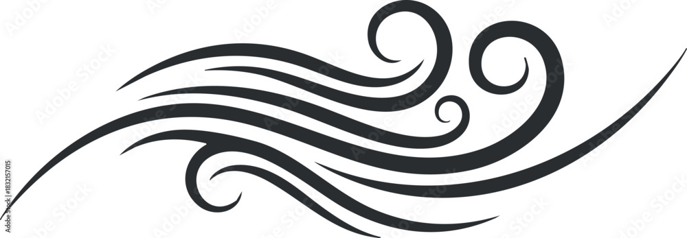 Fototapeta premium A stylized wave design with flowing lines and swirls in black vector style, suitable for decorative purposes
