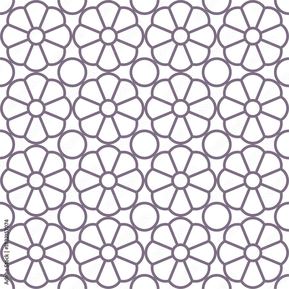 Naklejka premium Seamless Geometric Floral Outline Pattern