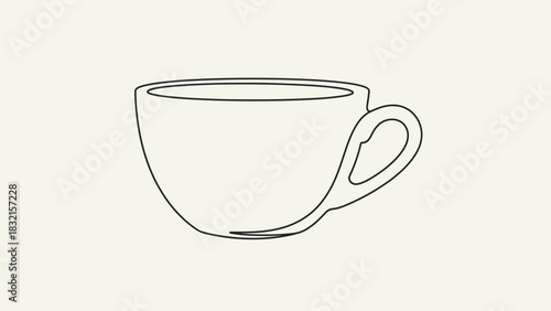 Simple Line Drawing of a Coffee Cup.