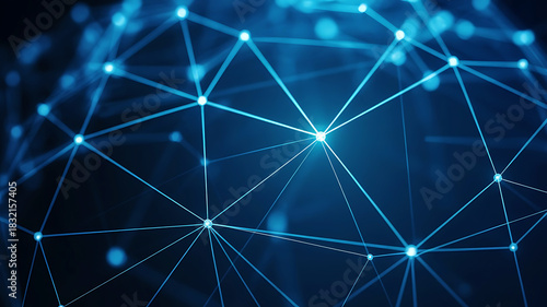 Abstract technology background with glowing nodes and interconnected lines for a modern feel and data visualization