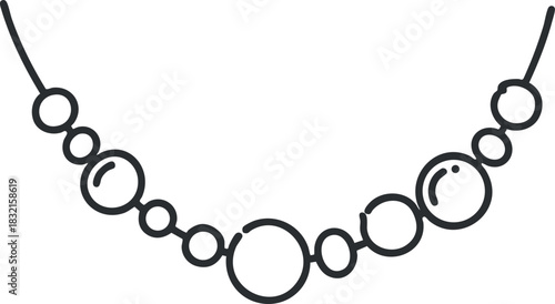 A simple outline of a beaded necklace in minimalist vector style, perfect for fashion and jewelry branding