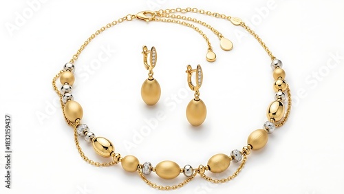 Wallpaper Mural Elegant gold necklace and matching earrings with oval gemstones Torontodigital.ca