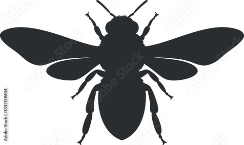 A silhouette of a bee in black vector style, ideal for nature-themed designs or environmental projects